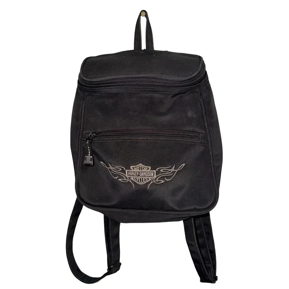 Vintage y2k Harley-Davidson mini backpack with HD logo. black